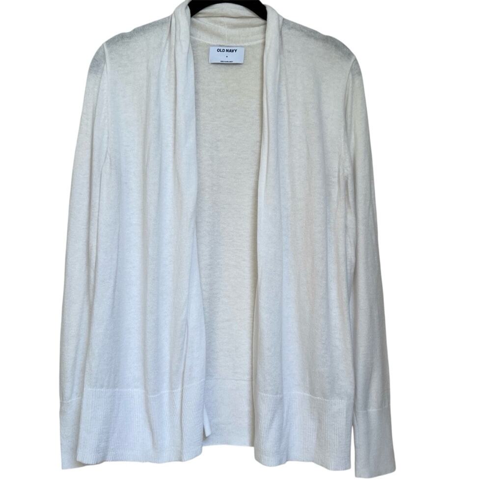 Old Navy White Lightweight Shawl Collar Cardigan Medium